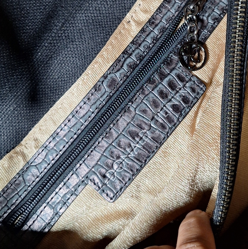 Donald J. Pliner Black Shoulder Bag with Leopard Print Flap - Picture 9 of 12